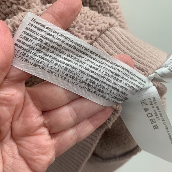 Abercrombie & Fitch Sherpa Sweatshirt Womens L Pale Pink Cozy Deep Pile Pullover - Picture 6 of 7